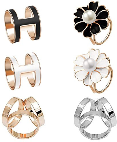 6 StüCke Schalschnalle Schmuck Metall Schalschnalle Goldene Schalring Clip Schal Clip Tuchring Schals Ring Verschluss Verschluss Schal Clip Mode Schal Ring Schal Ring Clip Tuch Ring FüR Den Alltag