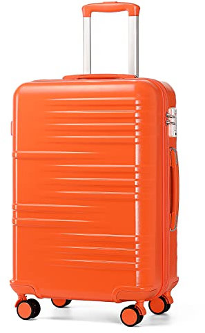 British Traveller Handgepäck Koffer Mittelgroß Reisekoffer Mittelgroß Hartschalenkoffer 64 * 43 * 26.5cm mit TSA-Schloss Koffer Trolleys ABS+PC Orange