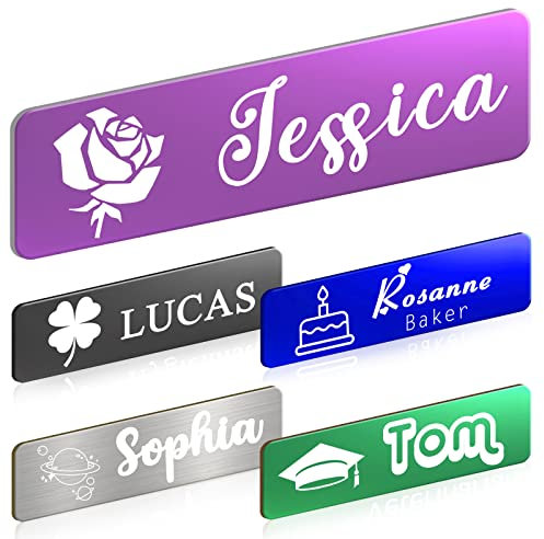 Benutzerdefinierte Namensschild mit Logo Bild Personalisierte Gravierte Namensschild mit Magnet oder Pin Kundenspezifische ID Namensschilder für Mitarbeiter Ärzte Krankenschwester Lehrer