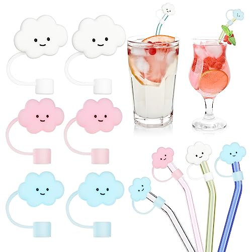 AUAUY 6PCS Tapas de Pajitas para Stanley Cup, 8mm Nubes Cubiertas de Pajitas, Cubierta de Paja Prueba de Polvo Reutilizables, Pajitas Tapa Consejos para Stanley Cup Accesorios, Cubierta Puntas Pajita