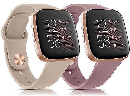 2 Straps for Fitbit Versa 2 Strap/Versa Strap for Women Men, Silicone Sport Replacement Wristband for Fitbit Versa Lite/Versa 2/ Versa,Violet+Deep Purple