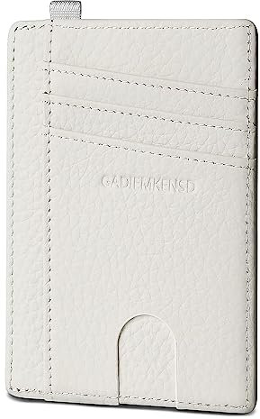 GADIEMKENSD Portefeuille RFID Bloquant en Cuir Genuine Leather Slim Compact pour Homme et Femme - Blanc Ivoire