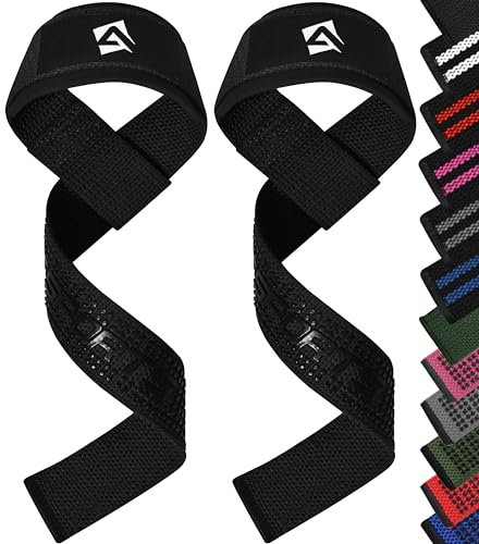 AQF Zughilfen Krafttraining (Gel Gepolstert) | Profi Lifting Straps für Bodybuilding und Weightlifting | Kreuzheben Gurte, Zughilfen Gym Straps | Fitness Zughilfen im Paar für Frauen und Männer