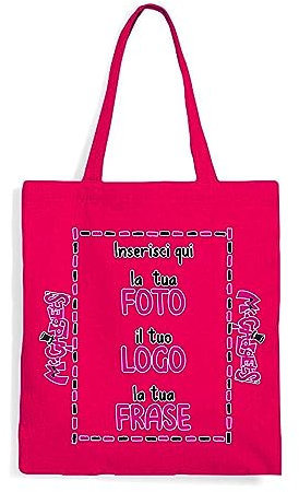 Mr. Gadgets Shopper Personalizzabile 100% cotone riutilizzabile-Con manici lunghezza 67cm -Dimenisoni 38x42 (FUCSIA)