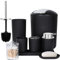 FEILANDUO Bathroom Accessories Sets Complete, 8 Pcs Bathroom Accessory Set with Trash Can, Soap Dispenser, Soap Dish, Toothbrush Holder, Toothbrush Cup, Toilet Brush and Qtip Holders,Vanity Tray,Black