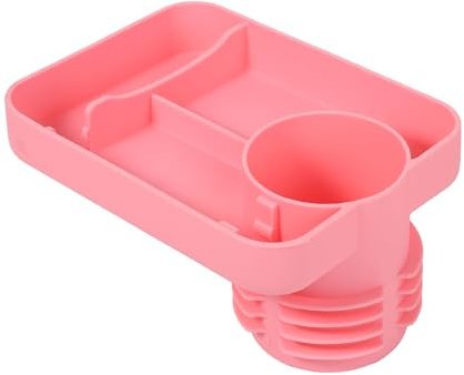 lasuroa Kids Car Seat Snack Tray with Cup Holder, 360° Rotation Silicone Car Seat Travel Tray Toddler Car Accessories for Stroller Outdoor Chair Cinema (Pink)