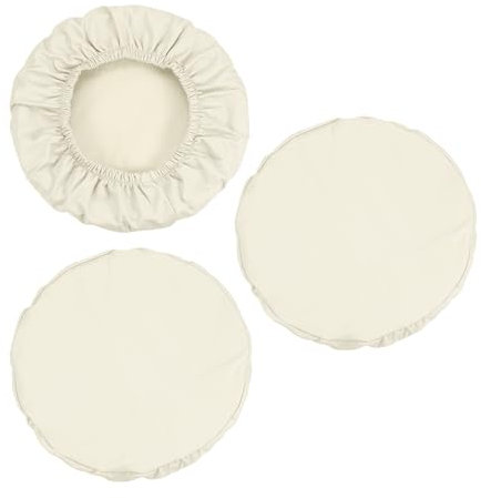 PATIKIL Hocker Bezüge Rund 3 Pack PU Leder Elastische Barhocker Abdeckung Wasserdicht Hocker Kissen für Durchmesser 12-14 Stuhl Beige