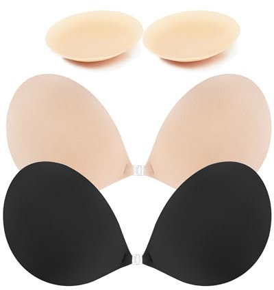 Egussi Klebe BH Push Up, Trägerloser BH für Frauen, Wiederverwendbarer unsichtbarer rückenloser BH, Selbstkleber Brustwarzenabdeckung Pasties für rückenloses Kleid