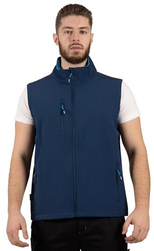 BWOLF GRIN Gilet Softshell Antivento da Uomo, Cappotto Senza Maniche Leggero, Antivento e Impermeabile, Giacca Calda con Cerniera per Viaggi e Attività all'aperto, Blu, XS