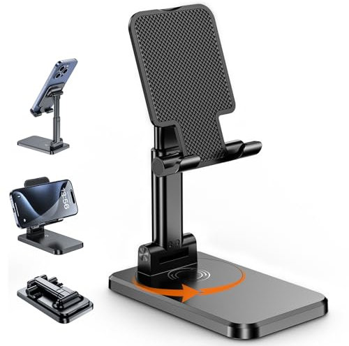 BHHB Soporte Móvil Mesa Soporte Móvil Mesa Plegable Y Ajustable Soporte Universal para iPhone 15 14 13 12 11 Pro XS XR X 8, Huawei, Galaxy, Alle Smartphones (Negro)