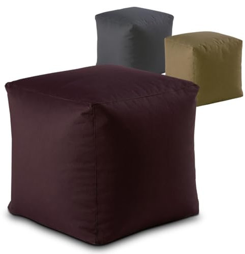 Amago home Sitzhocker Outdoorf Sitzwürfel 45x45x45cm Fußhocker Bodenkissen Garten Terrasse Bamba Farbe rot - Bordeaux
