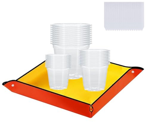 Lot de 30 pots de fleurs ronds en plastique transparent avec tapis de plantation, 9 cm, 10,5 cm, 12,5 cm, avec trous de drainage, 66 cm x 66 cm, tapis de rempotage avec 100 étiquettes végétales pour