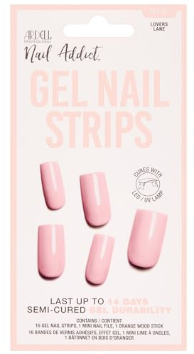 ARDELL Nail Addict Gel Nail Strips – Lovers Lane Semi-cured Gelnägel | 14 Tage Halt | Rosé-Glitter Design | Einfach anzuwenden & sanft zu entfernen | Starter Kit für Zuhause
