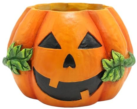 Xijobido Macetas suculentas de calabaza, maceta de calabaza de Halloween - Maceta de resina para cactus - Caja de dulces, decoración de Halloween, macetero pequeño para decoración de jardín interior y
