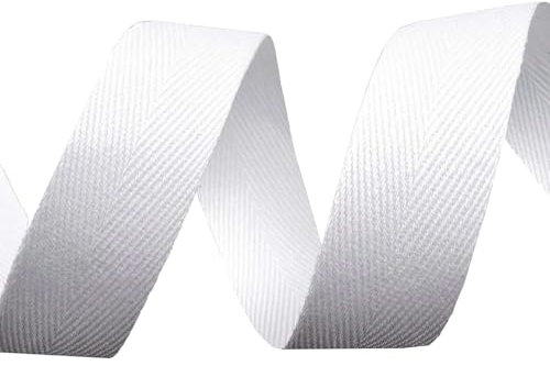 5m Köperband Baumwoll-Band 20mm Einfassband Kantenband Dekorationsband, Farbwahl, Farbe:weiß