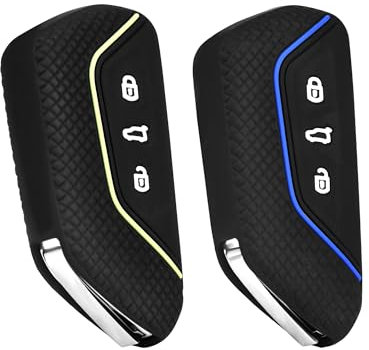 2 Stück Autoschlüssel Hülle für VW, Auto Schlüssel Schlüsselhülle 3 Tasten Schlüssel Hülle kompatibel mit VW Golf 8 Skoda SEAT Leon MK 4 Tarraco Ateca Cupra Octavia Silikon Cover Etui Schutzhülle