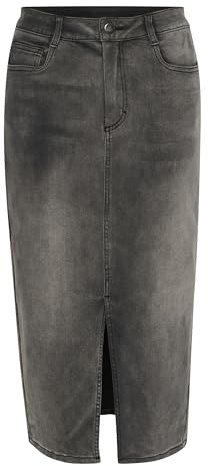 KAFFE Damen Women's High-Waisted Pencil Silhouette Mid-Calf Length Skirt, Medium Grey Denim, 34