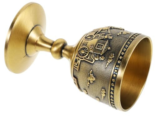 Cabilock Mini Copa de Vino de Metal de Bronce Diseño Vintage Pequeña Copa de Agua Copa de Té Decorativa para Brindis de Boda