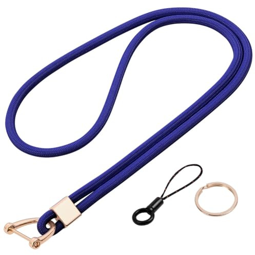 Vicloon Schlüsselband Lang, Nylon Lanyards mit karabiner | Schlüsselbänder Umhängebänder mit Drehbarem Metallclip Abnehmbare Neck Lanyard Langes Handgelenk Paracord(Blau)
