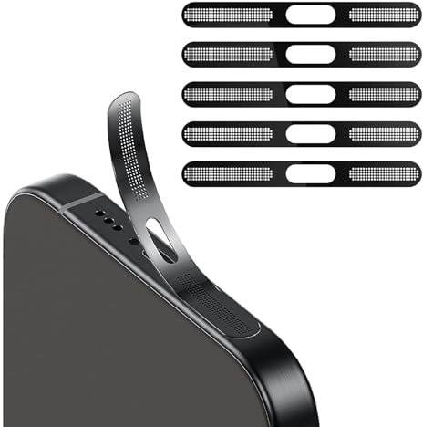 Kinretixia 5-pack dustproof mesh sticker, suitable for iPhone 16 Pro, integrated protective speaker and charging port, dustproof, USB-C dust protection