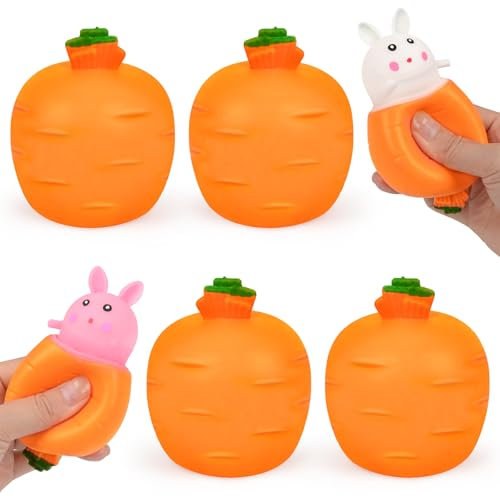 4 Stück Anti Stress Bälle Kaninchen, Osterhase Karotte Fidget , Ostern Karotte Hase Squeeze Fidget, Antistressball Erwachsene Ostern Geburtstagsgeschenk (C)