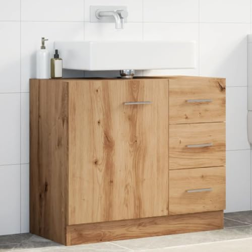 Rantry Waschtisch aus Eichenholz, handgefertigt, 63 x 30 x 54 cm, aus Spanplatte, Sideboard, Bodenschrank für Badezimmer, Aufbewahrungsschrank für Schlafzimmer, Büro