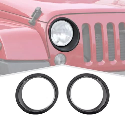 CKPEOR Enjoliveurs de Garniture de Couvercle de Phare pour Jeep Wrangler JK JKU 2007-2017 Accessoires extérieurs, Noir