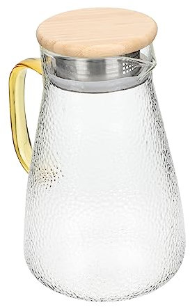 ABOOFAN Kaltwasserkrug Hochtemperaturbeständige Glaskaraffe Mit Bamboo-deckel Für Getränke Wie Wasser Tee Für Partys Und Versammlungen