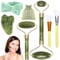 LYNJOVU 7 Pezzi Guasha Viso Kit in Giada - Massaggiatore Viso e Collo, Cura Viso Professionale, Rilassa Pelle e Migliora Circolazione, Set Completo con Accessori per Trattamento Viso Quotidiano