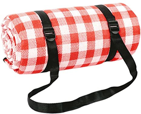 Xweptuy Picknickdecke wasserdicht 200 x 200 cm große und Dicke 3-Schicht-Stranddecke Matten Teppiche weiß und rotes Plaid