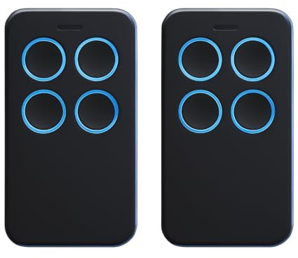 Pack de 2 Mandos a Distancia Universales para Puertas de Garaje | Multifrecuencia 280-868 MHz | Fácil Duplicación + Instrucciones en Español | Color Azul