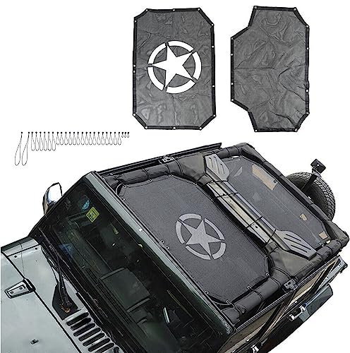 XYHAOAI Pare-Soleil en Maille, Pare-Soleil Anti-UV, Compatible avec Jeep Wrangler JK JKU 4 Portes 2007-2018, 2 pièces, Style 5 étoiles