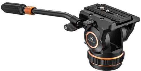 K&F CONCEPT Fluid Head with Horizontal damping adjustable, Lightweight Tripod Fluid Head with Flexible 360° Pan & +90°/-75°, Fluid Video Head Silky-Smooth Tripod Head Mount Max Load 17.6lbs/8kg-BV50