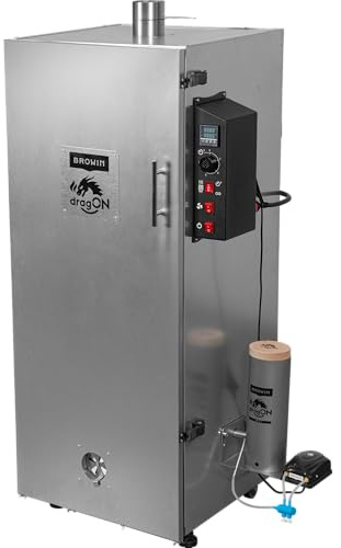 BROWIN dragON Räucherofen | Elektrisch | Stahl | 1500W | 220L Fassungsvermögen | 50x51x125cm | 49,1kg | Digitale Steuerung | Räucherset | 330350