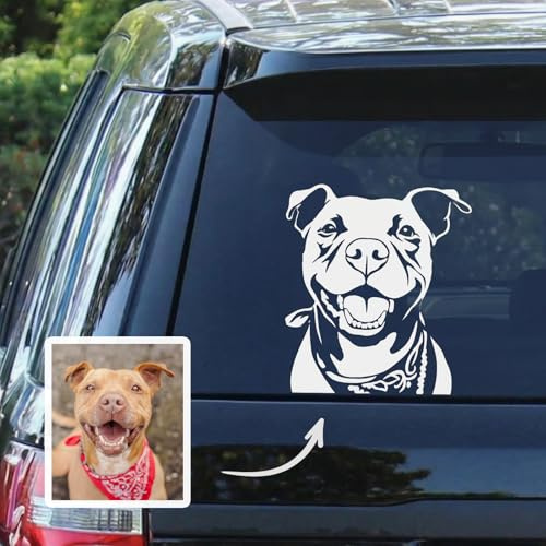 Personalisierter Line-Art Haustieraufkleber vom Foto fürs Auto aus Vinyl | Konturgeschnitten ohne Hintergrund; wasserfest und UV-beständig; mehrere Größen; auch für Laptop, Tablet und Trinkflasche
