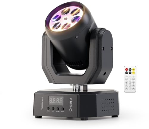 30W LED Moving Head Light mit Fernbedienung,Mini 6in1 LED RGBW Bühnenlicht Beam Scheinwerfer,DJ Partylichter DMX512 Stroboskop Discolight für Disco Club Live Show Bar Hochzeiten Hochzeit