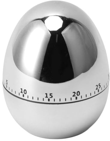 Ycauty Minuteur à œufs Mécanique 60 Minutes, Réveil de Cuisine Manuel, Minuteur à Compte à Rebours Rotatif pour la Cuisson au Four (Argent)