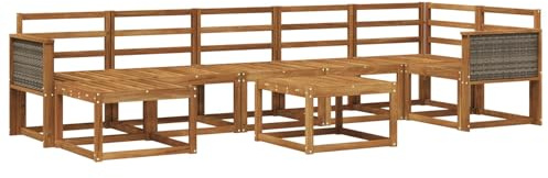vidaXL Outdoor-Sofagarnitur 8 pcs Natur Massivholz Akazie, Modernes Garten-Sofa-Set, Flexible Sitzgelegenheiten, Akazienholz, Lounge für Poolbereich, schnell zusammengebaut