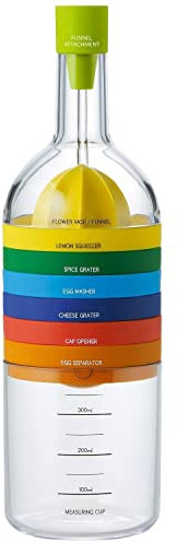 Locisne 8 in 1 Multipurpose Plastic Kitchen Tool - Funnel, Lemon Squeezer, Egg Separator, Measuring Cup, Can Opener