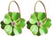 Navachi - Orecchini a cerchio placcati in oro 18 kt, con fiore smaltato (diametro 3 cm) e 18ct base metallo placcato oro, colore: Verde chiaro, cod. HB6-2461-4