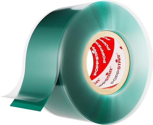 POPPSTAR selbstverschweißendes Silikonband, 3m x 25mm, Isolierband und Dichtungsband (Wasser, Luft), grün, 1 Rolle