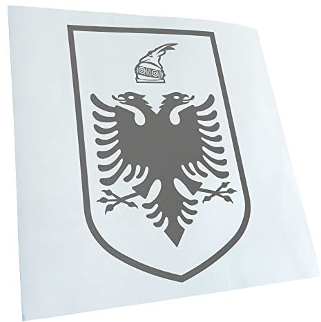 Kiwistar - Autoaufkleber - Albanien Wappen - grau - 15,2x10cm - Heckscheibe Auto Aufkleber wetterfest für Kfz LKW Mofa Truck - Sticker außen selbstklebend Tuning Zubehör für Fenster Fahrzeug Scheibe