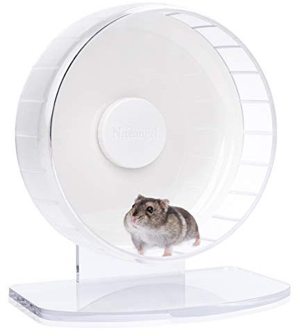Niteangel Super Silent Hamster Übungsräder - Leise Spinner Hamster Laufräder mit verstellbarem Ständer für Igel, Rennmäuse, Mäuse oder andere Kleintiere (klein, weiß)