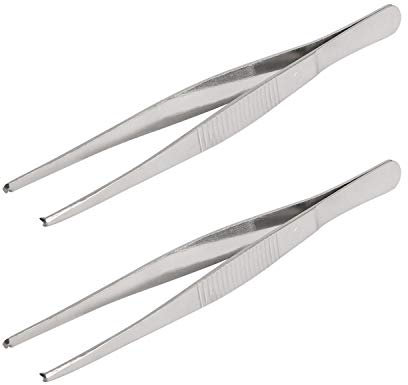 Aoje-Link - Pinzette in Acciaio Inox per Tessuti, Pinze con Denti di Topo, Dentellate, Argento, 2 Pezzi