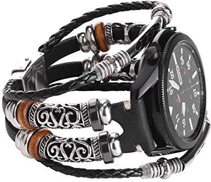 Konafei Compatibile Samsung Galaxy Watch 4 40mm 44mm Cinturino/Active 2&1, Galaxy Watch 3 41mm/Orologio 4 Classic 42mm 46mm/Orologio 42mm, 20mm Cinturino pelle in acciaio inossidabile per donna e uomo