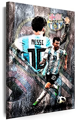 Julia-Art - Bilder Lionel Messi Fußball 70 x 50 cm Leinwandbilder XXL - 1 Teilige Wandbilder Kunstdrucke w-a-2064-14