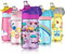 Fjbottle Botella Agua Plastico para Niños y Niñas Sin BPA Tritan Reutilizable, Sin Fugas, 450ml Botella de Agua con Pajita para Infantil, Escuela