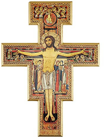 Gerffert Assisi Collection-San Damiano Kruzifix aus Holz mit Aufhänger, 30,5 x 40,6 cm