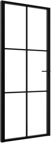 vidaXL Puerta Interior Entrada Pasillo Hogar Cuarto de Baño Sala de Estar Salón Balcón Habitación Vidrio ESG y Aluminio Negro 83x201,5 cm
