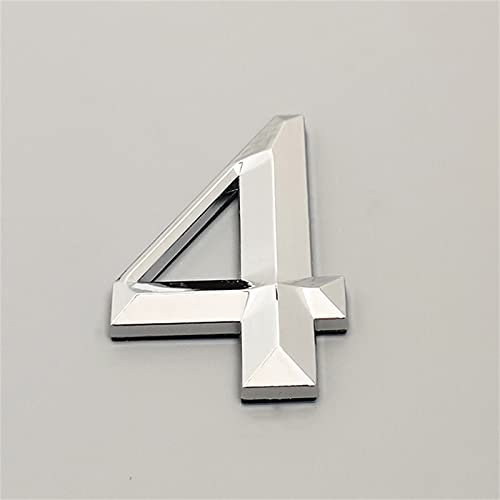 Selbstklebende 3D-Hausnummernschild 5cm Silber ABS Galvanik Ziffer Türnummer 3M Aufkleber Schild Tor 0?9 Tag Hotel Wohnung Adresse Briefkasten Etikett Glänzende Ziffern (4)